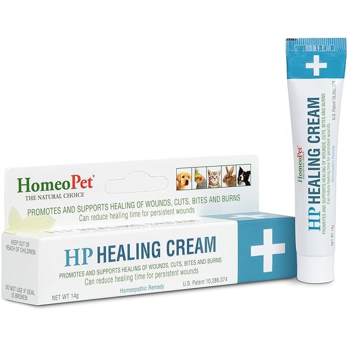 HomeoPet HP Healing Cream is a natural skin-healing cream formulated specifically for dogs and cats. It is designed to support the healing process of wounds, cuts, hot spots, and other skin irritations.