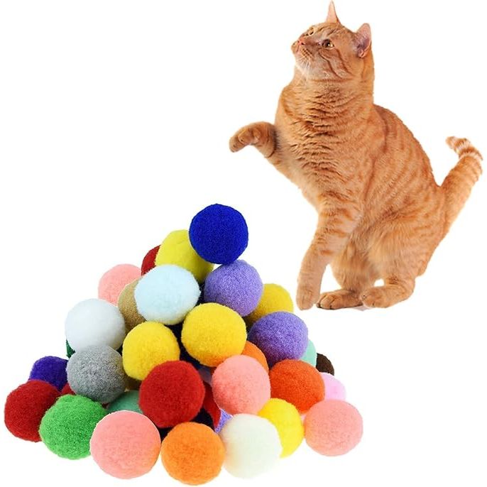 These Premium Soft Pom Pom Balls for Kittens are designed specifically for playful and energetic kittens. Each ball measures 1.2 inches in diameter and comes in assorted colors, making them visually stimulating for your pet.