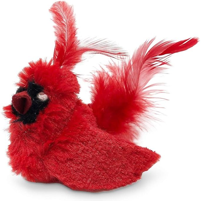 OurPets Play-N-Squeak Real Birds Interactive Cat Toys are designed to engage your indoor cat's natural hunting instincts with their realistic bird chirping sound and feather attachment. These catnip toys are a great way to provide mental and physical stimulation for your feline friend, helping to prevent boredom and promote exercise.