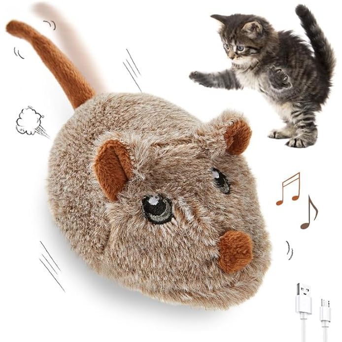 The Cat Toys Squeaky Rechargeable Moving Mouse is an interactive toy designed to keep indoor cats entertained and engaged. This toy mimics the movements of a real mouse with a dynamic magic tail that twitches and wiggles, attracting your cat's attention and encouraging play.