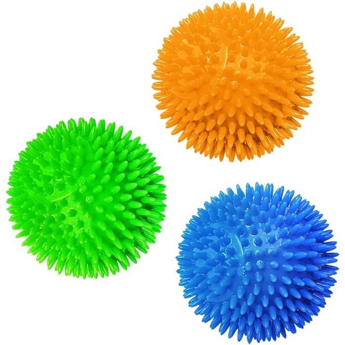 The CoCoo 3-Pack Squeaky Dog & Ferret Ball Toys are designed to provide hours of fun for your furry friends. These 2.3" balls are the perfect size for both dogs and ferrets to play with. The squeaky feature adds an element of excitement, while the spiky texture massages their teeth and gums as they play, promoting dental health.