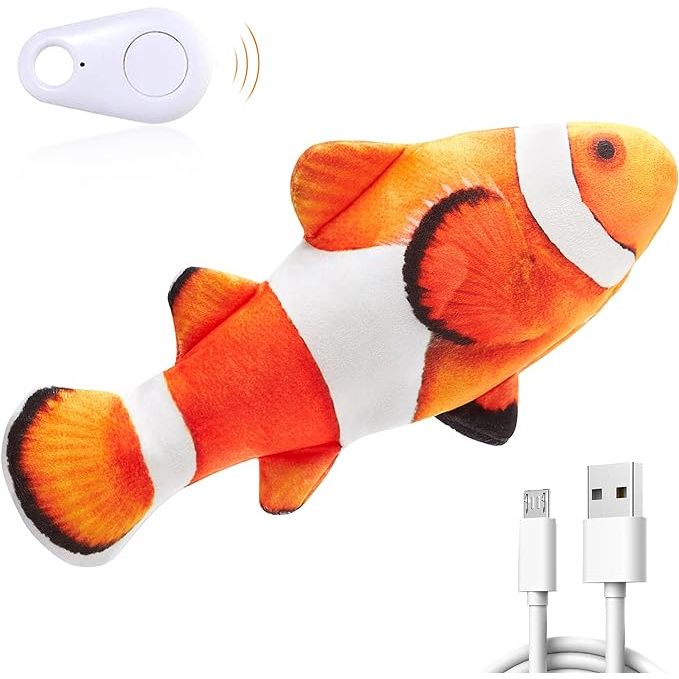 The Potaroma Cat Toys Floppy Fish is an upgraded version of the popular interactive cat toy. It is designed to mimic the movements of a real fish to entice your cat to play and exercise. The toy is 10 inches long and comes with a built-in catnip pouch to attract your cat even more.