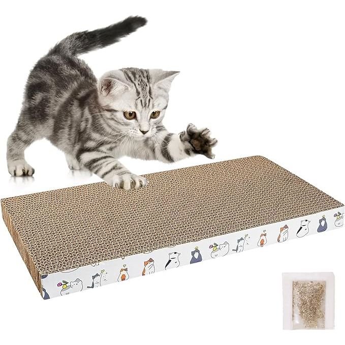 A cardboard scratcher pad is a popular cat accessory designed to provide indoor cats with a designated area to grind their claws and teeth. These scratcher pads are made from sturdy, corrugated cardboard that is both durable and long-lasting.