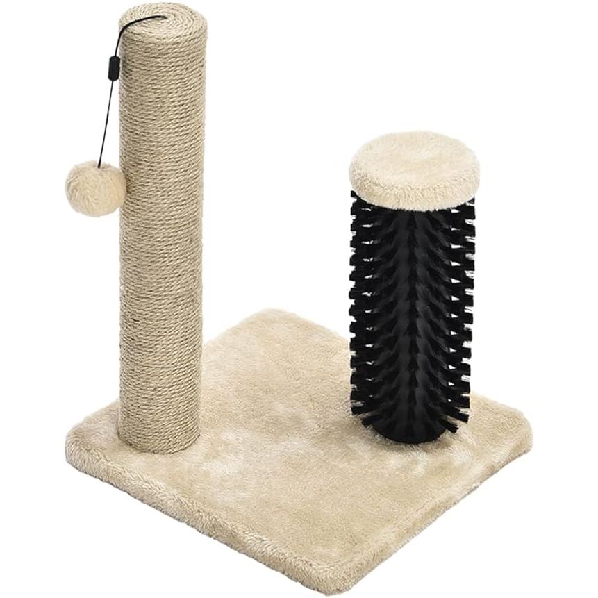 The Amazon Basics Cat Scratching Post with Brush is designed for kittens and small cats to satisfy their natural scratching instincts. It measures 12.2 x 12.2 x 16.54 inches, making it the perfect size for smaller felines.