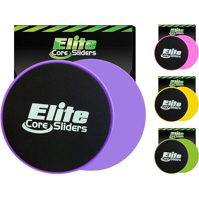 Elite Sportz Core Sliders are a set of two compact, dual-sided gliding discs designed for a full body workout. These sliders are perfect for use on both carpet and hardwood floors, making them versatile for at-home exercise routines.