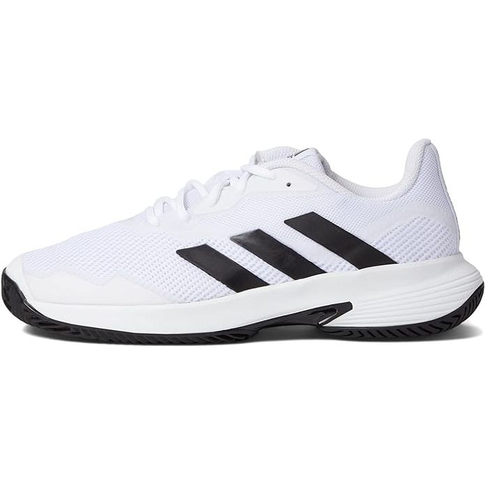 The adidas Men's Courtjam Control Tennis Shoe is a lightweight and breathable option designed for ultimate comfort and performance on the court. These shoes feature a durable Adiwear outsole for superior traction and stability, making them ideal for quick movements and changes of direction during intense matches.