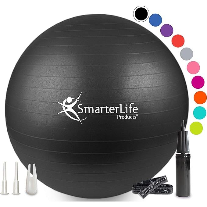 The SmarterLife Workout Exercise Ball is a versatile fitness tool that can be used for a variety of purposes including fitness, yoga, balance, stability, and birthing. It is great for strengthening core muscles, improving posture, and increasing flexibility.