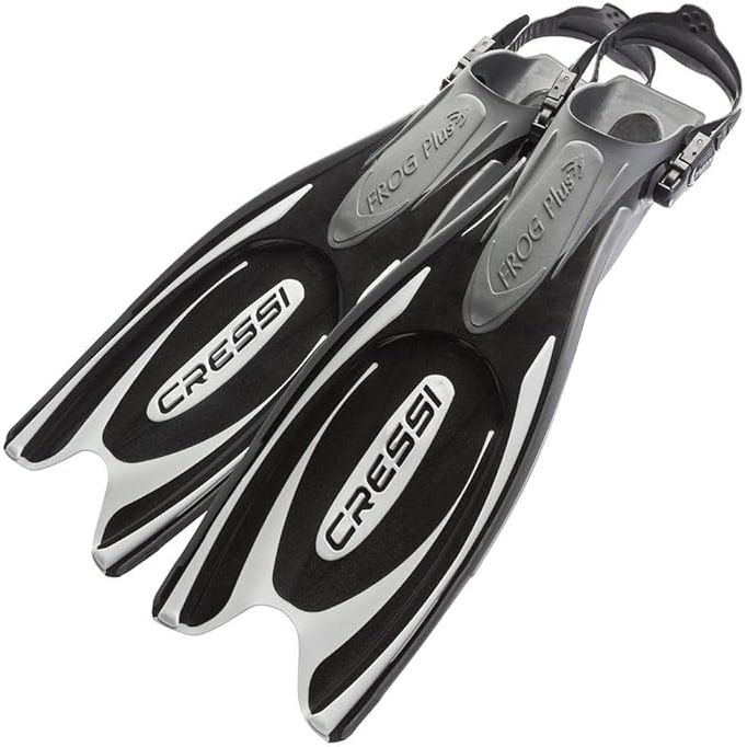 The Cressi Adult Frog Plus Open Heel Scuba Diving Fins are designed and made in Italy by a reputable brand known for their high-quality diving gear. These fins are known for their powerful and efficient performance in the water, making them a popular choice among experienced divers.