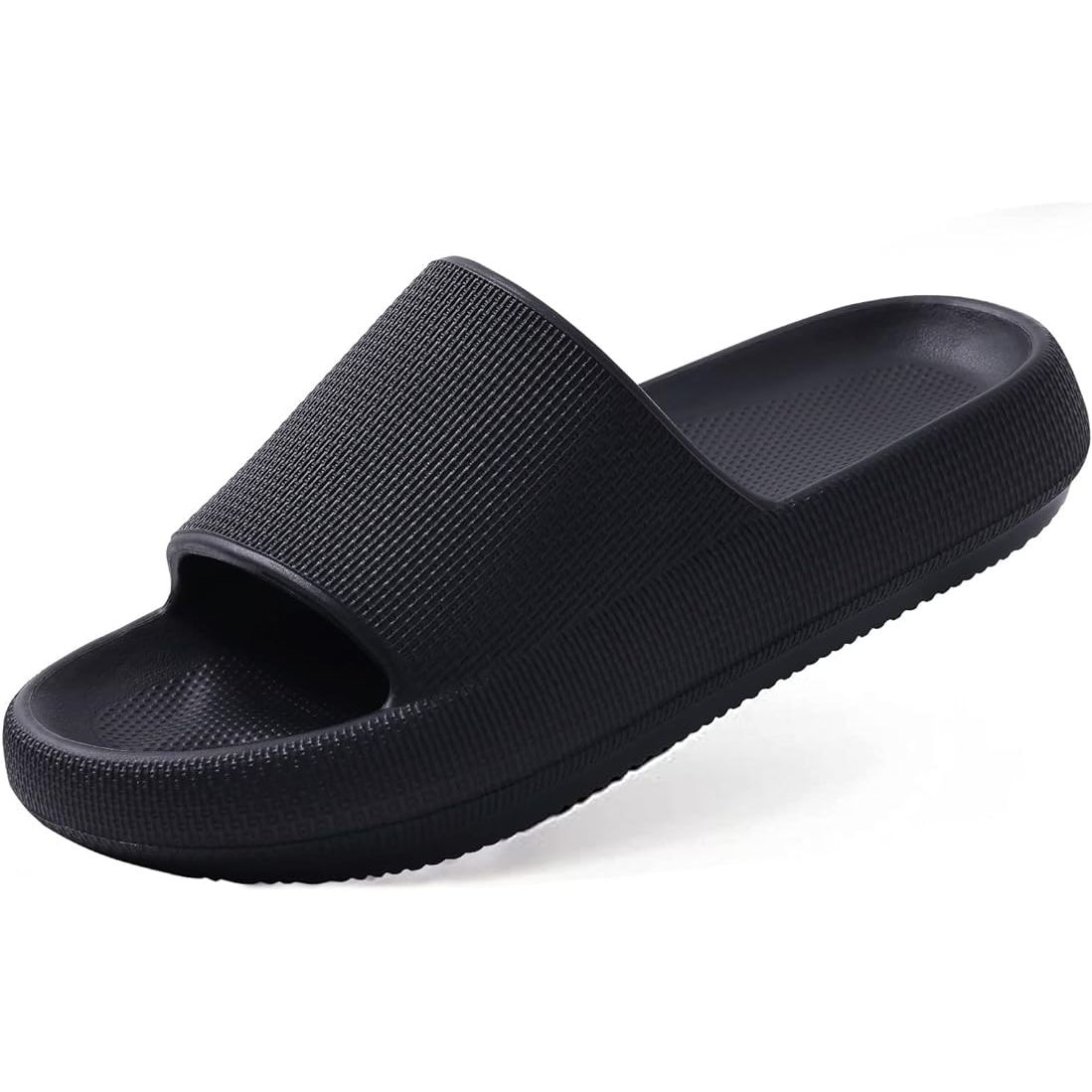 Evshine Pillow Slide Sandals are designed for both women and men and feature a comfortable and stylish design. Made of rubber material, these shower slippers are not only durable but also lightweight, making them perfect for everyday wear.