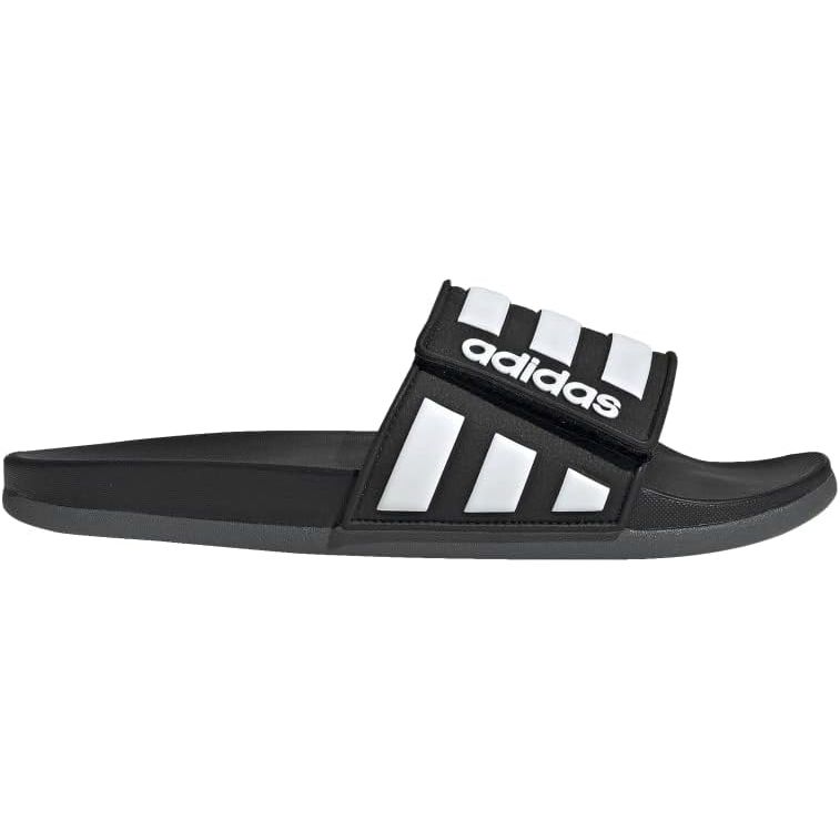 The adidas Men's Adilette Comfort Adjustable Slides are a popular choice for casual, comfortable footwear. These slides feature a contoured footbed that provides cushioning and support for all-day wear. The adjustable strap allows for a customized fit, while the slip-on design makes them easy to put on and take off.