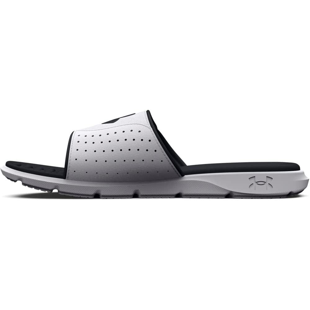 The Under Armour Men's Ignite Pro Graphic Slide Sandal is a stylish and comfortable option for casual wear. These slides feature a synthetic strap with a bold graphic design that adds a pop of color to your look. The strap is quick-drying and lined with cushioned foam for added comfort.