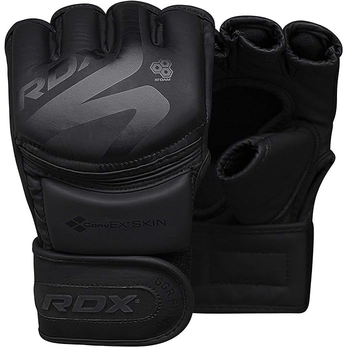 The RDX MMA Gloves Noir are designed for mixed martial arts (MMA) and other combat sports training. These gloves are made from Maya Hide Leather, which is known for its durability and flexibility. The gloves feature a ventilated Open D-Cut Palm design, which helps to keep the hands cool and comfortable during training sessions.