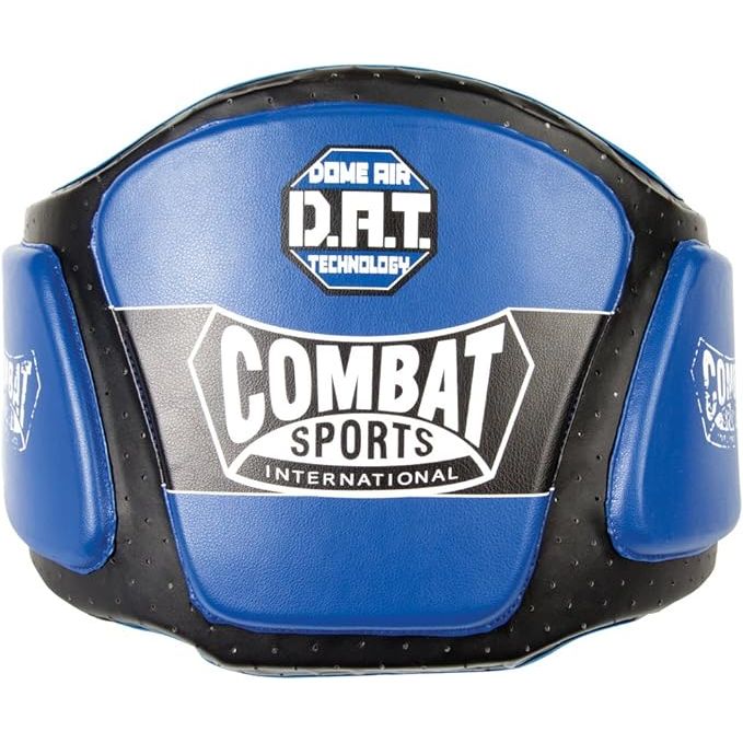 The Combat Sports Dome Air Tech™ Belly Pad is a protective gear designed for combat sports training and sparring sessions. It is constructed with a dome air technology that provides superior impact absorption and protection for the abdomen.