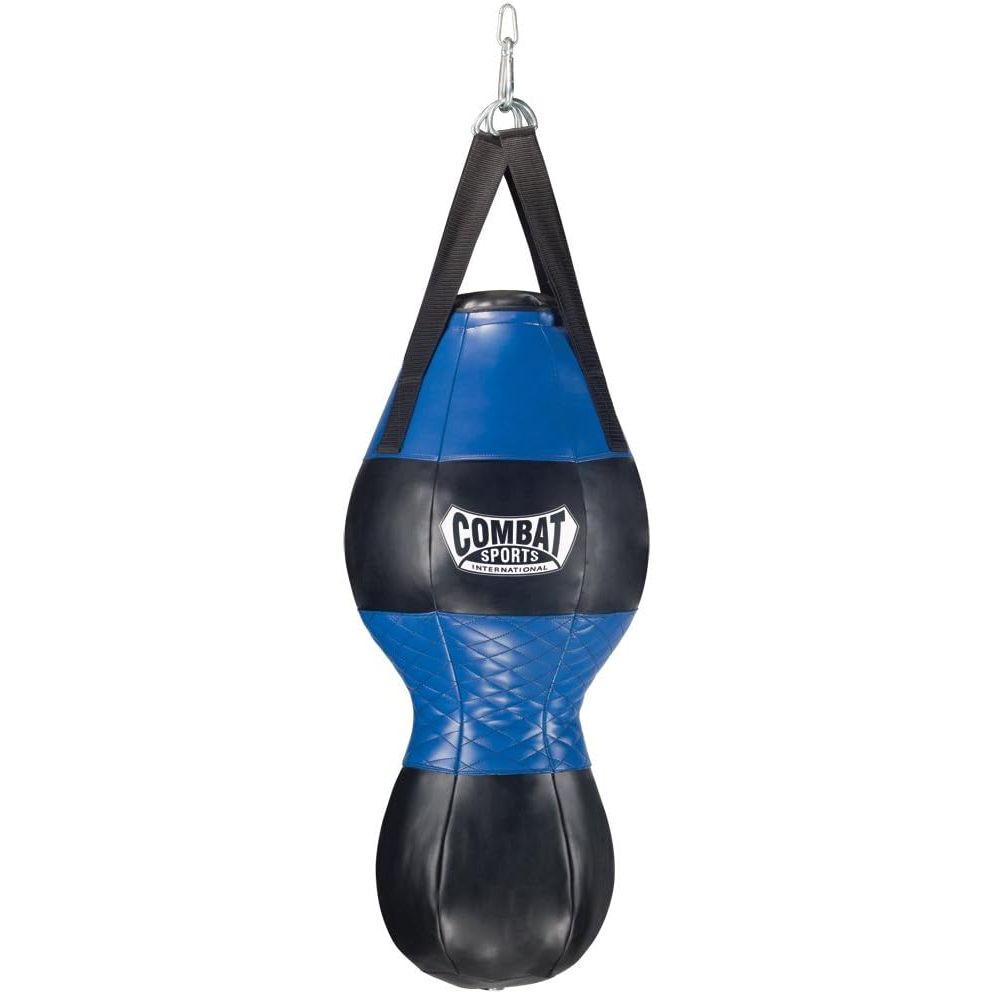 The reinforced nylon straps and double-end attachment on this 45 lb synthetic leather punching bag make it durable and secure for intense training sessions. The size of this bag is ideal for practicing a variety of strikes, with a top diameter of 15 inches, bottom diameter of 12 inches, and a height of 34 inches.