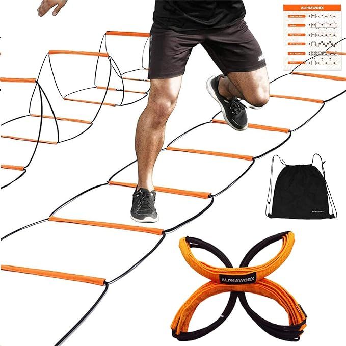 An agility ladder is a piece of equipment used for agility training in various sports, including soccer and football. It consists of a ladder-like structure with rungs spaced out to allow athletes to perform quick footwork drills and improve their speed and coordination.