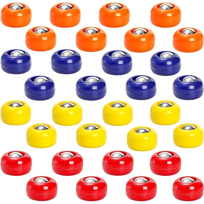 The TOPZEA 32 Pieces Mini Shuffleboard Replacement Pucks are designed for use with shuffleboard tables or tabletop curling games. This set includes 32 small pucks that are perfect for sliding across the playing surface with ease. These pucks are made of durable materials that ensure they glide smoothly and provide a fun playing experience.