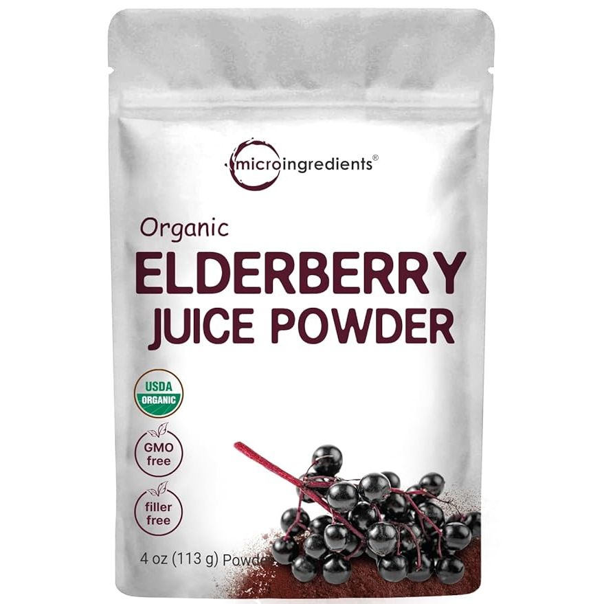 Introducing our USDA Organic Elderberry Juice Powder, sourced from European Elderberries and flash pasteurized for safety. Packed with antioxidants, immune-boosting vitamins, minerals, amino acids, flavonoids, polyphenols, and enzymes, this 4-ounce supply is a powerhouse of nutrients to support your overall health.