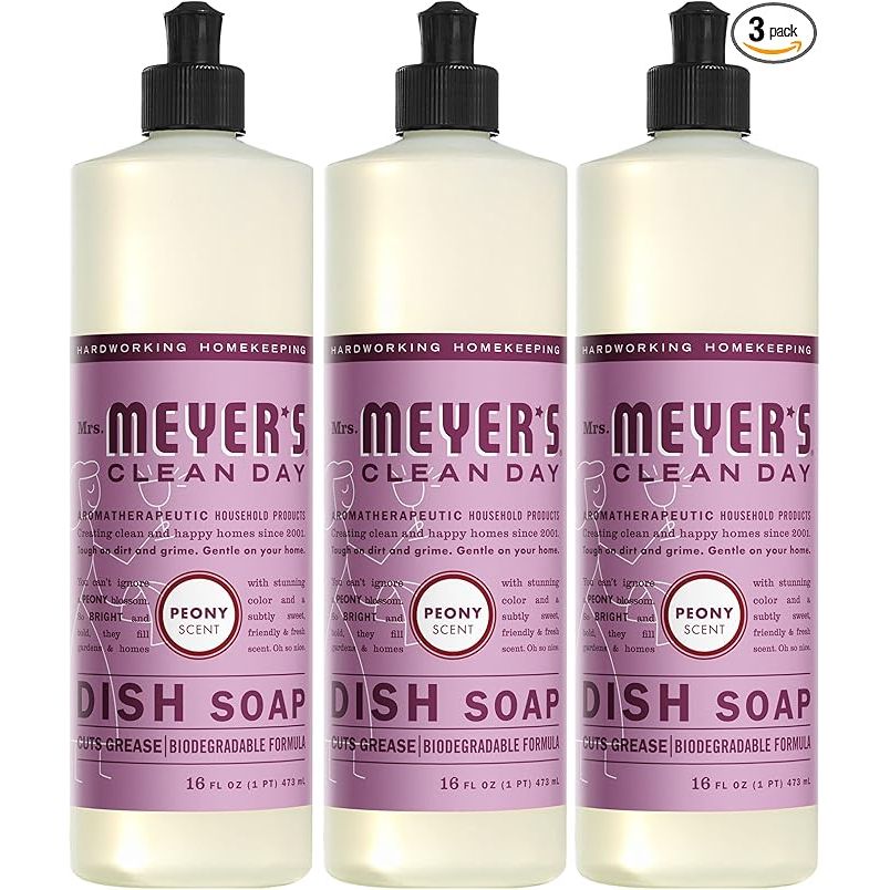 Mrs. Meyer's Clean Day Liquid Dish Soap is a plant-derived biodegradable formula that effectively cuts through grease and grime on dishes. Made with essential oils and natural ingredients, this dish soap has a delightful peony scent that leaves your dishes smelling fresh and clean.