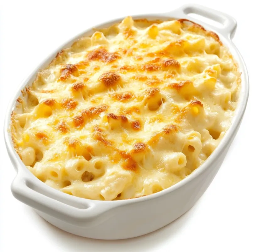 Macaroni and Cheese is a classic comfort food favorite known for its creamy, cheesy goodness. The dish includes elbow macaroni pasta smothered in a rich, velvety cheese sauce, often made from a blend of cheeses like sharp cheddar, Monterey Jack, or Gruyere.