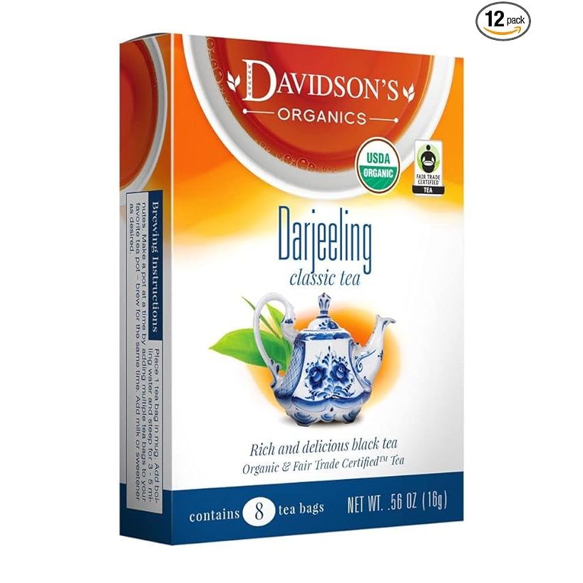 Davidson's Organics is a well-known manufacturer of high-quality organic tea products. One of their popular offerings is the Davidson's Organics Darjeeling 8-count Tea Bags, available in a pack of 12. Darjeeling tea is a type of black tea that is renowned for its delicate and complex flavor profile, with notes of muscat grape and floral undertones.