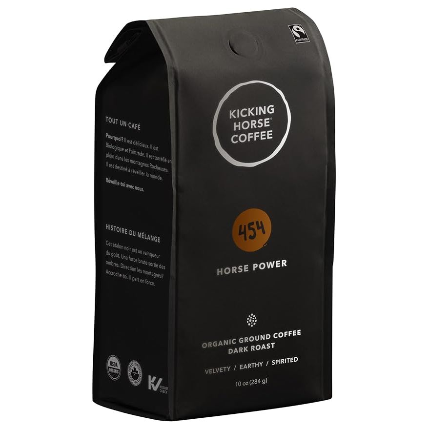 Kicking Horse Coffee 454 Horse Powder Ground Coffee is a popular coffee product known for its rich and flavorful taste. It is made from a blend of organic, fair trade Arabica coffee beans that are roasted to perfection. This coffee is ground to a fine powder, making it easy to brew a delicious cup of coffee at home or on the go.