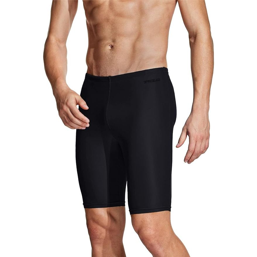 TSLA Men's Swim Jammers, Athletic Racing Swimming Shorts Trunks, UPF 50+ Sun Protection Endurance Triathlon Swimsuit image