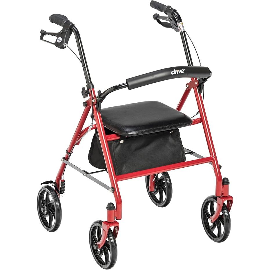 The Drive Medical 10257RD-1 4 Wheel Rollator Walker is a reliable mobility aid designed to provide users with stability and support while walking. This steel rolling walker features 7.5" wheels that are designed to smoothly move across various types of terrain.