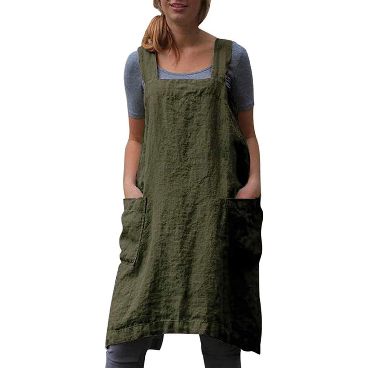 A Cotton Linen Apron for women is a versatile and practical item designed for various activities such as baking, cooking, gardening, and light work. These aprons are made from a blend of cotton and linen, providing durability and comfort for long hours of wear.