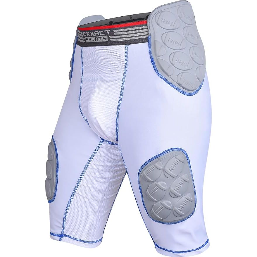 The Exxact Sports Touchdown 5-Pad Adult Football Girdle for Men is a high-quality padded girdle designed specifically for football players. It features five pads strategically placed to provide protection and support during intense gameplay. The girdle also comes with a cup pocket for added safety and comfort.