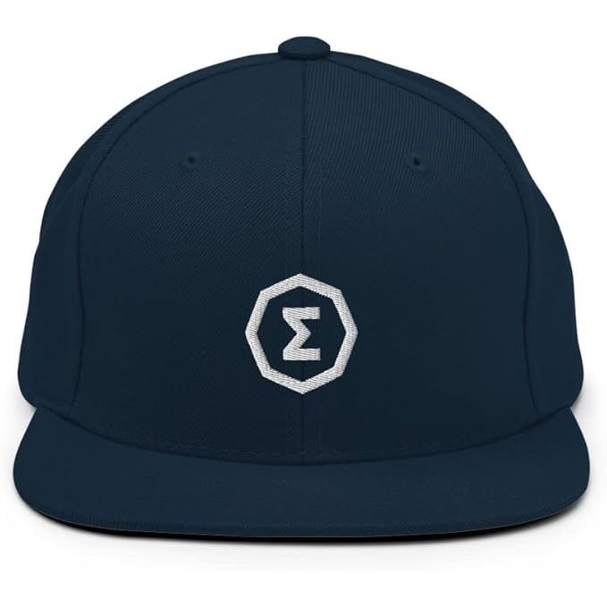 The Ergo Crypto Hat is an embroidered snapback hat featuring the Ergo cryptocurrency logo. Designed in a dark navy color, it makes for a stylish accessory for enthusiasts of the Ergo blockchain and cryptocurrency.