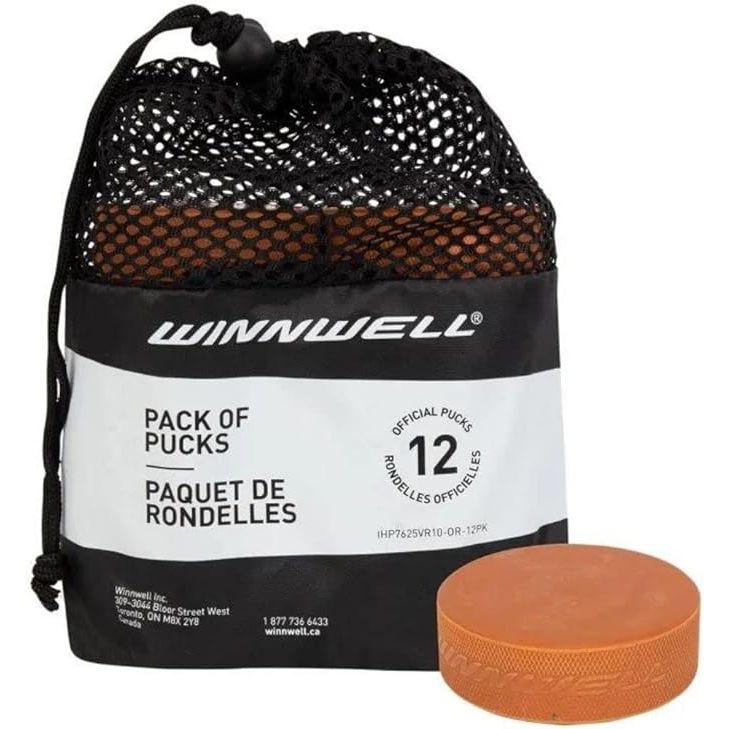 The Winnwell Weighted Ice Hockey Pucks are heavy training pucks designed to help improve stick handling and enhance training drills for players of all skill levels. These pucks are designed to have a similar feel to a standard ice hockey puck but with added weight for increased resistance during practice.