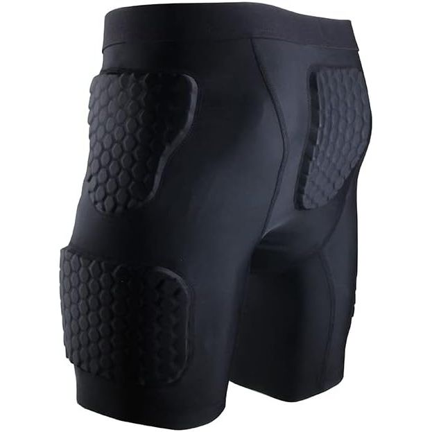 Men's padded compression pants protector, also known as girdles, are designed to provide added protection and support during physical activities such as football, baseball, soccer, and basketball. These girdles are made with compression fabric that helps to reduce muscle fatigue and improve blood circulation.