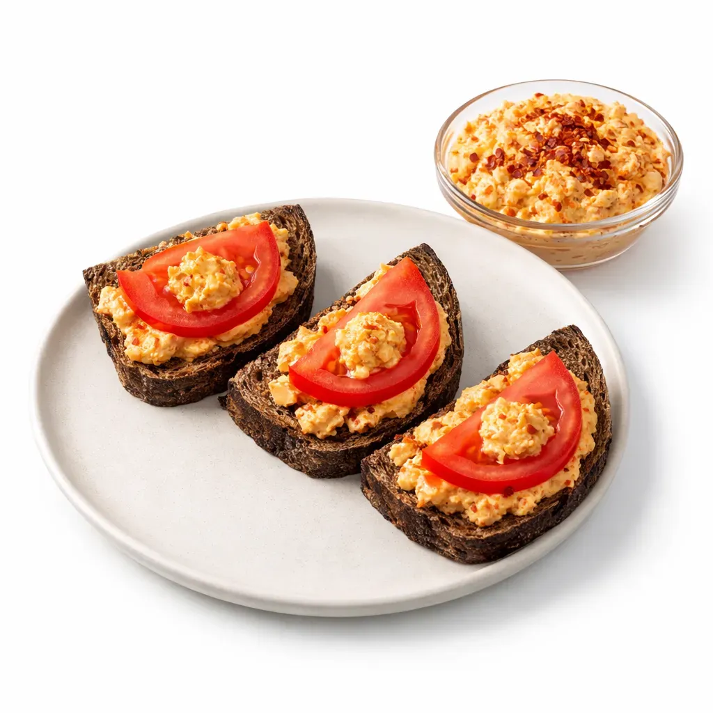 A traditional Greek cheese spread made with feta cheese and roasted sweet peppers, perfect as an appetizer for any occasion.