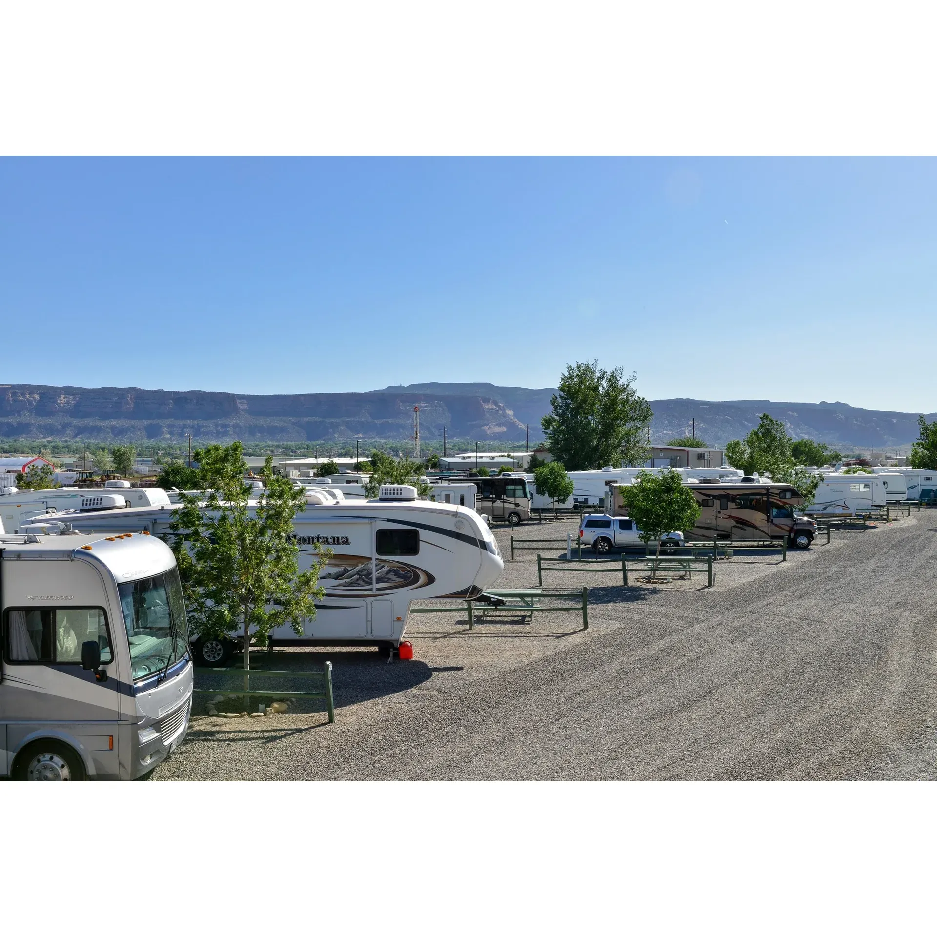 Located in the heart of Grand Junction, Junction West RV Park offers a serene and welcoming environment for both short stopovers and extended stays. Boasting impeccable cleanliness and a commitment to safety, this RV park provides guests with a peaceful retreat complemented by stunning views of the local monument. Visitors can enjoy the convenience of level and spacious lots, ensuring a hassle-free experience for those traveling with large vehicles or towing additional loads.

Under the attentive management of Janet and Rob, the RV park prioritizes guest satisfaction and aims to impart a sense of family amongst visitors. The accommodating staff consistently goes above and beyond to facilitate enjoyable and comfortable stays, from offering special pricing options to assisting with site setup. With constant updates and upgrades, the park stays fresh and modern; amenities include an excellent dog wash, a large grassy dog park, and charming patios at select sites, catering to both pet owners and those seeking a touch of outdoor leisure.

The park is recognized for its engaging family-friendly activities, especially on weekends, fostering a vibrant community atmosphere. Organized events provide opportunities for guests to mingle and create lasting memories. Moreover, the park maintains quiet hours after 10 pm, ensuring that all guests can enjoy a restful night's sleep.

Proximity to local attractions and conveniences adds to the appeal of Junction West RV Park, making it an ideal hub for exploring the surrounding area. Whether it's a short layover on the journey into Utah or an extended vacation, this RV park's combination of excellent facilities, caring staff, and a friendly ambiance makes it a highly recommended destination for travelers from near and far. Description by ChatGPT.