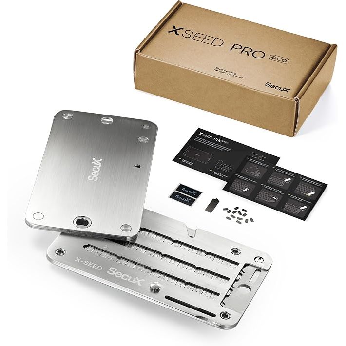 The SecuX XSEED PRO Eco is a crypto seed storage steel plate that is designed to securely store the recovery seed phrase for your Bitcoin wallet. This steel plate is indestructible, ensuring that your seed phrase remains safe from physical damage.