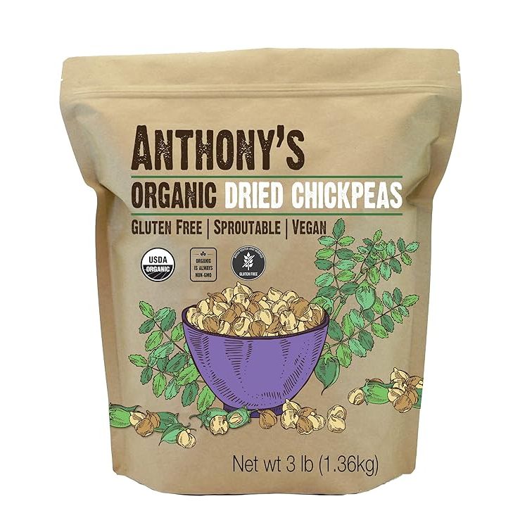 Anthony's Organic Dried Chickpeas are a high-quality product made from dry garbanzo beans that are certified organic, gluten-free, non-GMO, and vegan. This 3 lb. bag is perfect for individuals looking for a versatile and nutritious ingredient to add to their pantry.