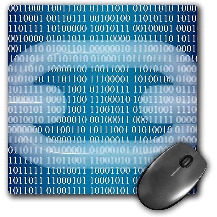 The 3dRose Alexis Design Mousepad features a unique and trendy design called "Pattern Blockchain." This design showcases an image of ones and zeros on a blue background, resembling the digital nature of blockchain technology. The chain link pattern emphasizes the interconnectedness of data and information within the blockchain network.