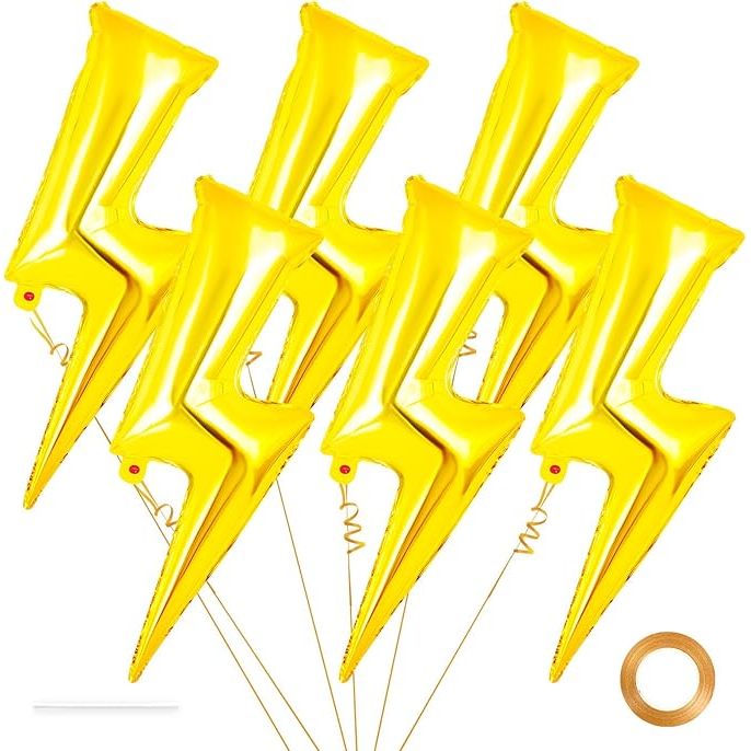 The 6 Pcs Large Lightning Balloons are 36 inches in size and designed in the shape of lightning bolts. These flash balloons are perfect for parties, especially themed events like birthday parties, weddings, baby showers, and celebrations for boys.