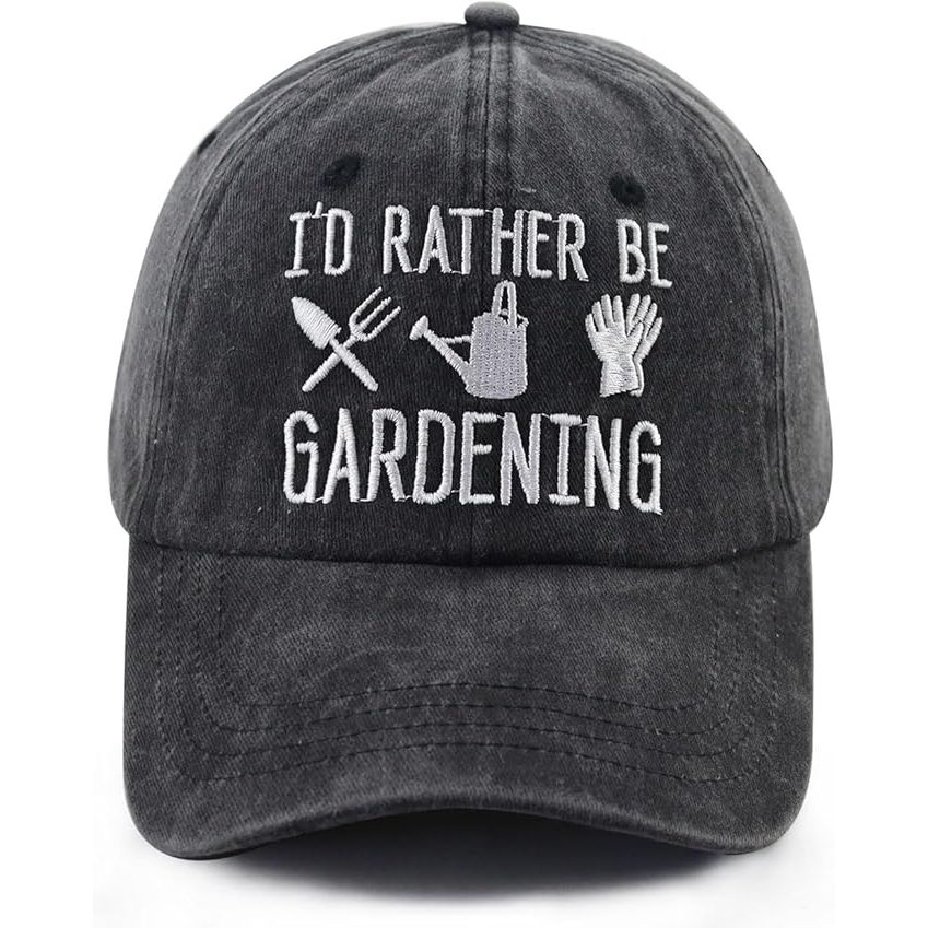 The "I'd Rather Be Gardening" hat is a fun and quirky accessory for garden lovers. Made from 100% cotton, this adjustable baseball cap is comfortable to wear and features a humorous embroidered slogan on the front. The hat is suitable for both men and women, making it a versatile and stylish addition to any gardening outfit.