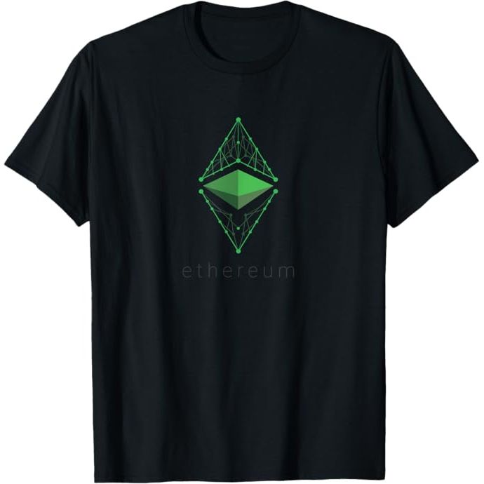 Etherium ETC logo is a design of a t-shirt featuring the iconic Etherium logo. Etherium is a decentralized platform that enables developers to create and deploy smart contracts and decentralized applications. The logo consists of a stylized letter "E" with a horizontal line through the middle, representing the Etherium network.