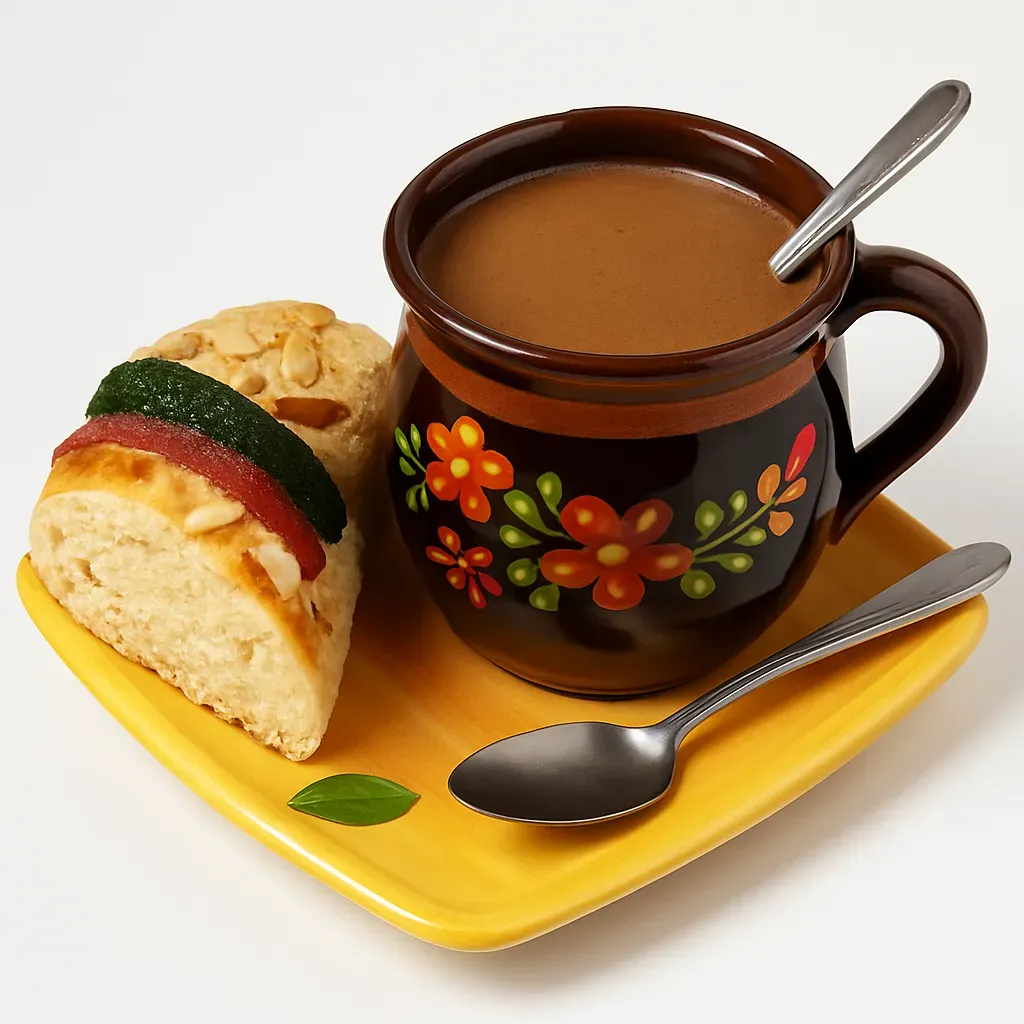 Experience the comforting warmth of an authentic Mexican beverage made with Oaxacan cocoa, cinnamon, and sweet corn masa, perfect for chilly mornings or festive occasions.