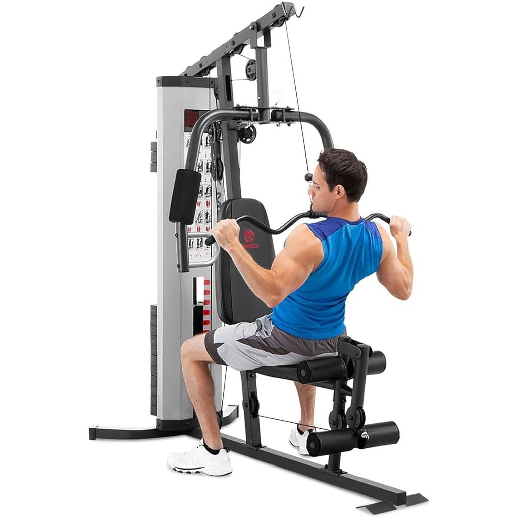 The Marcy Multifunction Steel Home Gym is a versatile piece of exercise equipment that allows users to perform a wide range of strength training exercises. With a 150lb weight stack, this machine is suitable for individuals of varying fitness levels, from beginners to more experienced users.