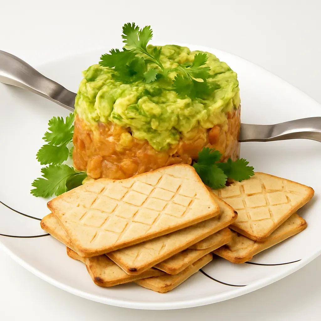 A refreshing appetizer that combines seasoned avocado and smoky trout in a layered presentation, perfect for gatherings.