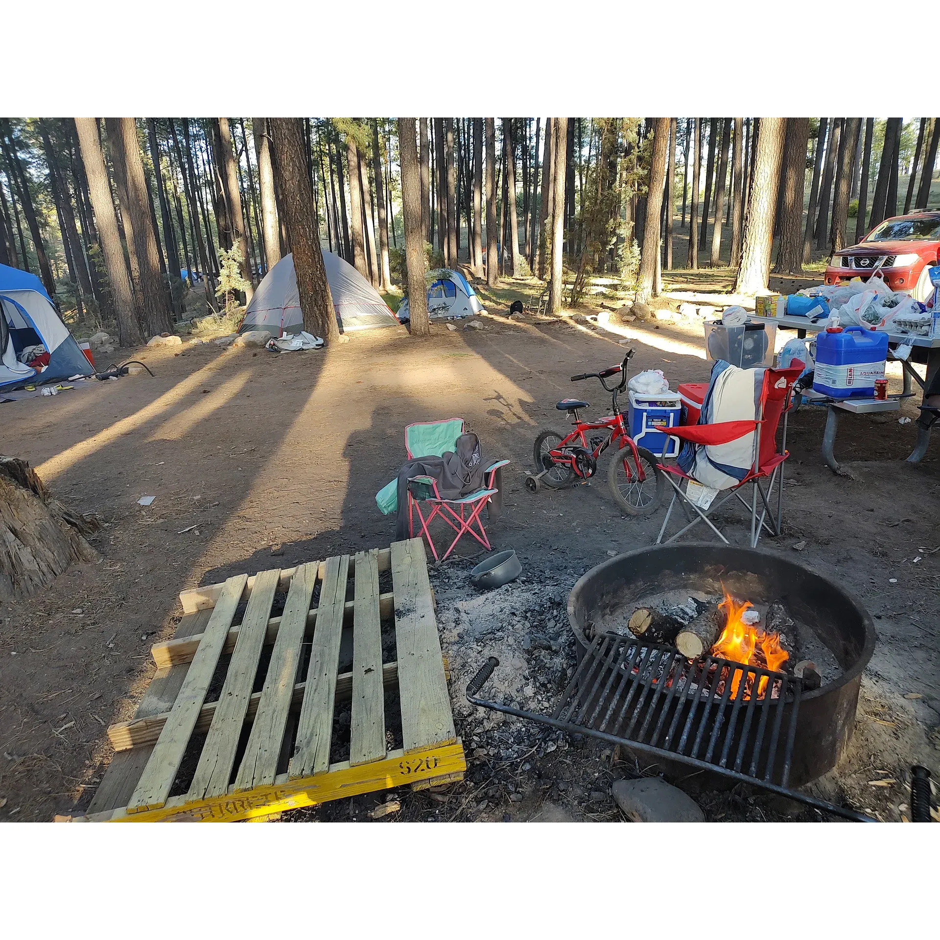 Airplane Flats Campground is a delightful retreat for camping enthusiasts looking for a serene escape into nature. Each individually-set campsite is comfortably equipped with a fire pit, grill, and picnic table, creating a perfect setup for family meals and evening campfires under the stars. Adventure-seekers will appreciate the 4-mile journey along an unpaved road that leads to this secluded sanctuary.

Campers can enjoy the proximity of Canyon Creek, a charming waterway just a short stroll from the campground, offering refreshing swimming opportunities and a peaceful environment for fishing aficionados eager to catch sight of the local trout. With sweeping views and a backdrop of captivating natural landscapes, the campground is surrounded by an array of other picturesque lakes, further enriching the outdoor experience.

Praised for its fun atmosphere, the Airplane Flats Campground is often a personal oasis where visitors find themselves blissfully isolated, sharing the space with the enchanting presence of wild cows and the gentle sounds of nature. The environment is well-suited for family outings, providing a safe and engaging setting where children are free to play and explore.

Outdoor revellers should come prepared for the rustic charm of this backcountry haven, bringing adequate water supplies or purification tools to stay hydrated amidst the adventurous spirit of this cherished camping destination. Whether seeking solitude, a fun group outing, or a family-friendly adventure, Airplane Flats Campground offers an unforgettable and truly beautiful setting to make lasting memories in the great outdoors. Description by ChatGPT.