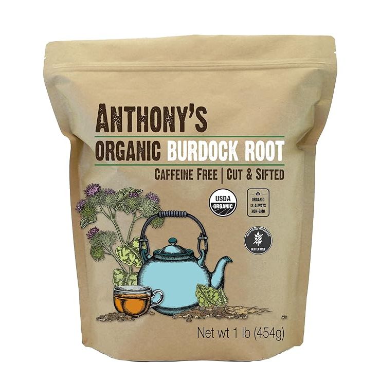 Anthony's Organic Burdock Root is a high-quality product that comes in a 1 lb package. It is gluten-free, non-GMO, and caffeine-free, making it a suitable option for those with dietary restrictions or preferences. The burdock root is cut and sifted, allowing for easy incorporation into teas, tinctures, or other recipes.