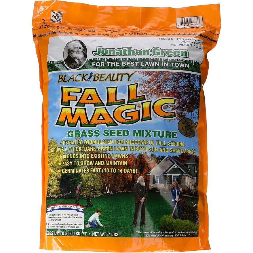 Jonathan Green Turf Fall Magic Seed is a specially formulated grass seed blend designed to promote lush, green lawns in the fall season. This 7 lb bag of seed is perfect for overseeding existing lawns or seeding new ones. The mixture contains a blend of premium, disease-resistant grass varieties that are ideal for cooler weather conditions.