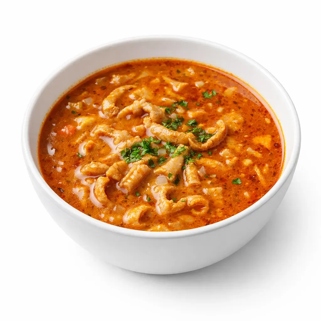 Embrace the heartwarming comfort of Czech cuisine with this traditional Dršťková polévka. Known for its rich flavors and hearty texture, this soup is the perfect main course for those who cherish rustic dishes rooted in culture and history.