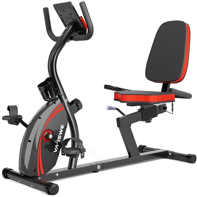 The VANSWE Recumbent Exercise Bike is designed specifically for adults and seniors looking for a convenient and comfortable way to work out at home. This recumbent bike features a comfortable padded seat and backrest, making it easy on the joints and back while still providing an effective workout.