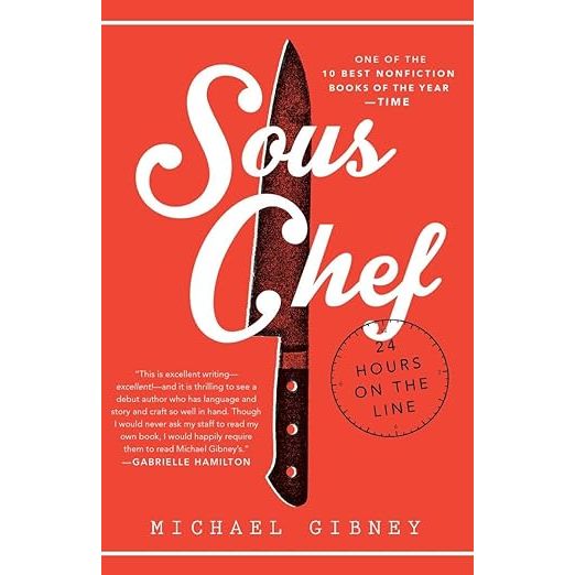 "Sous Chef: 24 Hours on the Line" is a non-fiction book written by Michael Gibney that provides an insider's look into the intense and demanding world of professional kitchens.