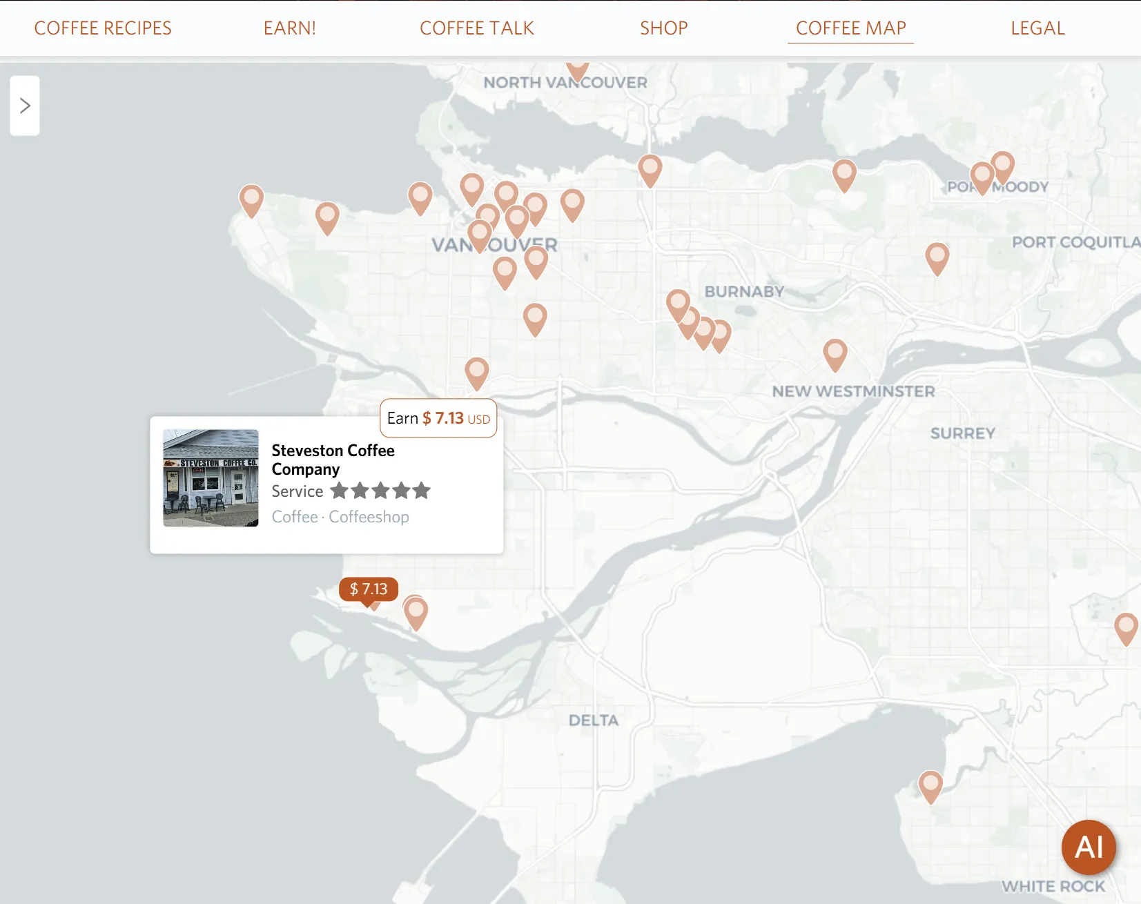 Map of Independent Cafés